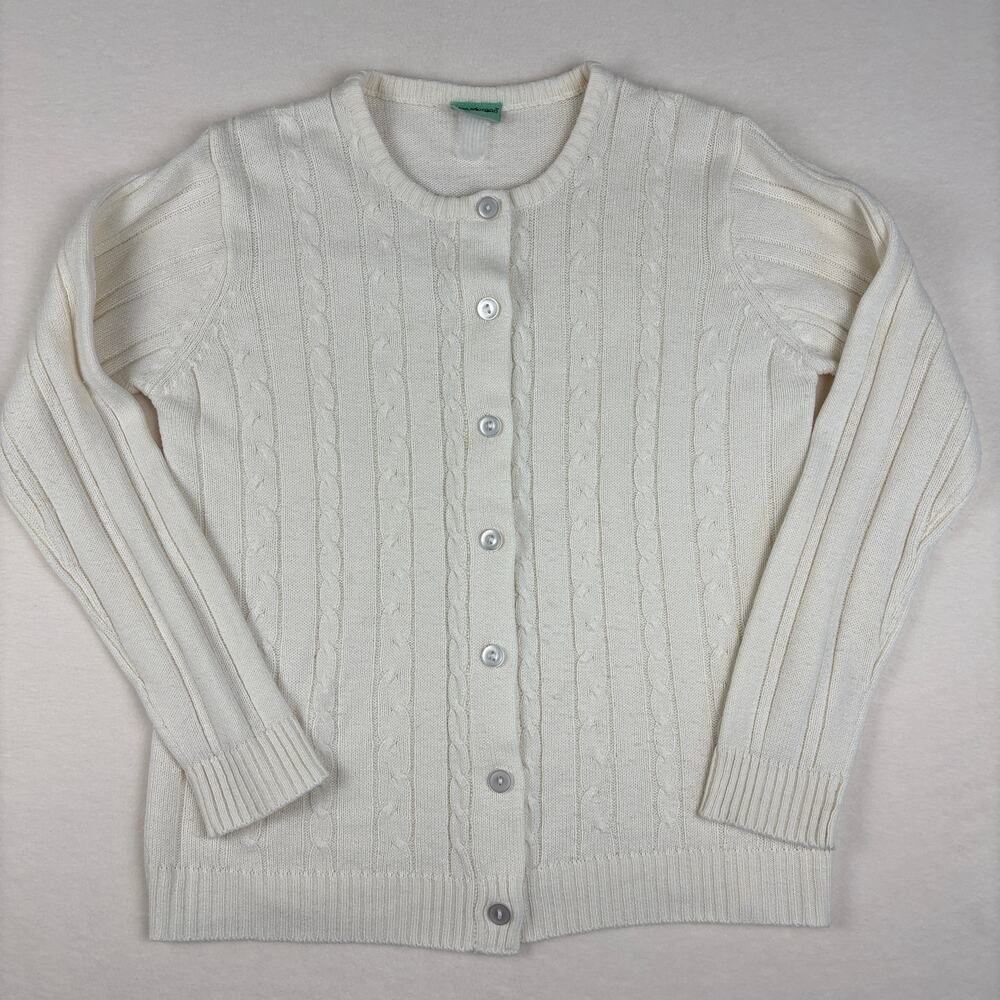 Vintage Cable Knit Button Up Cottagecore Cardigan Sweater Sara Morgan Medium